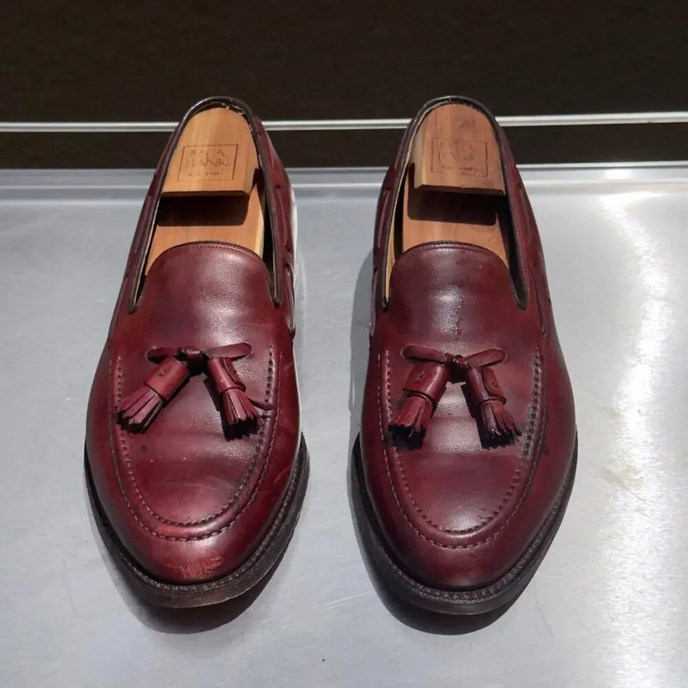 Johnston and Murphy Burgundy Leather Loafers with Tassel - Size 9